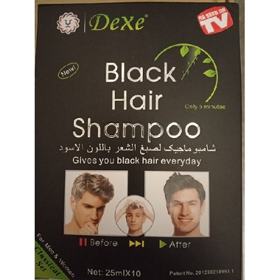Dexe Black Hair Shampoo Hair Colour - Black (25ml X 10 Sachet in a box)
